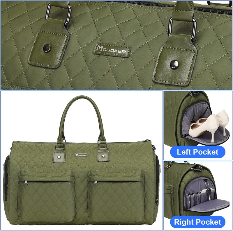 Modoker Womens Convertible Garment Bags for Travel, Waterproof Carry On Garment Bag Garment Duffel Bag - 2 in 1 Hanging Suitcase Suit Travel Luggage Bag, Green - Image 4